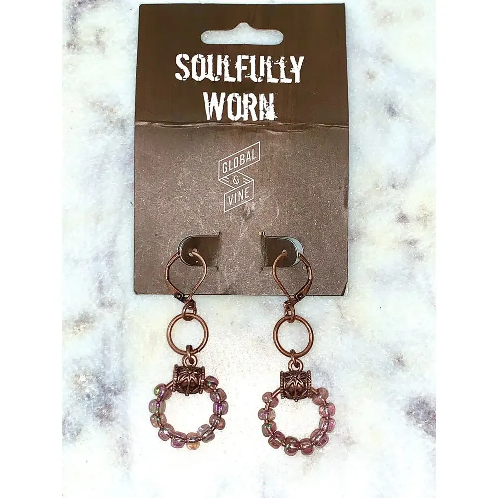 Kelli Ahern Iridescent Pink Beaded Hoop Dangle Earrings NWT - Picture 6 of 6